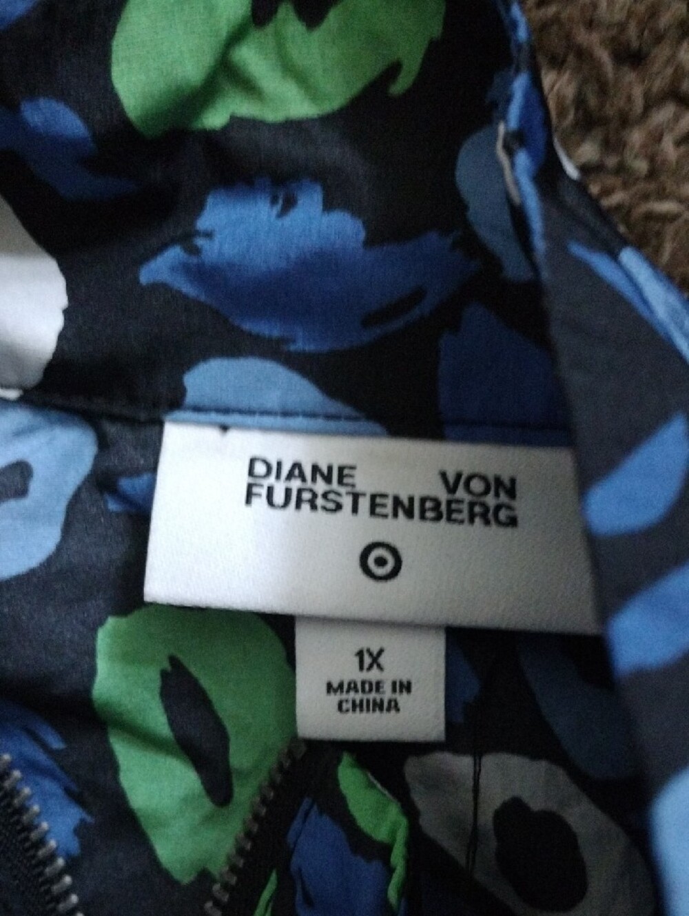 Diane Von Furstenberg Navy, Blue & Green Printed Nylon Jumpsuit - Picture 6 of 6